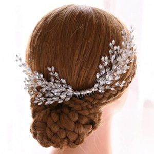 Handmade Clear crystal bridal hair comb